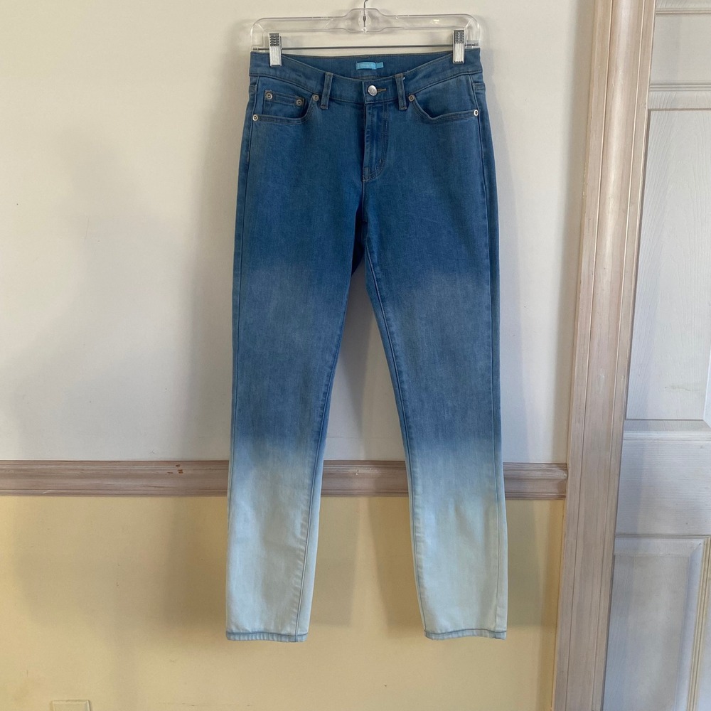 J. McLaughlin Women's Blue Ombre Dip Dye Skinny Five Pocket Jeans Size 2